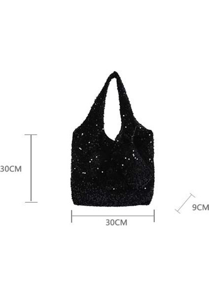2'si 1 Arada Moda Bayan Tote Çanta Deri Omuz Çantası Kadın Çantaları Için Pullu Sling Çanta (Yurt Dışından)