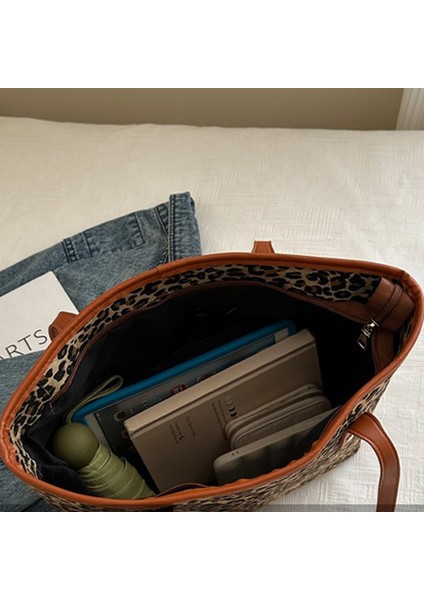 Bayan Tote Çanta Deri Çanta Leopar Baskı Kadın Omuz Çantası Günlük Crossbody Çanta Hobo Çanta (Yurt Dışından) fırsatları