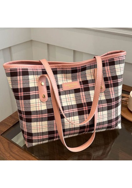 Bayan Tote Çanta Kanvas Omuz Çantası Kadın Kafes Handbags (Yurt Dışından) fırsatları