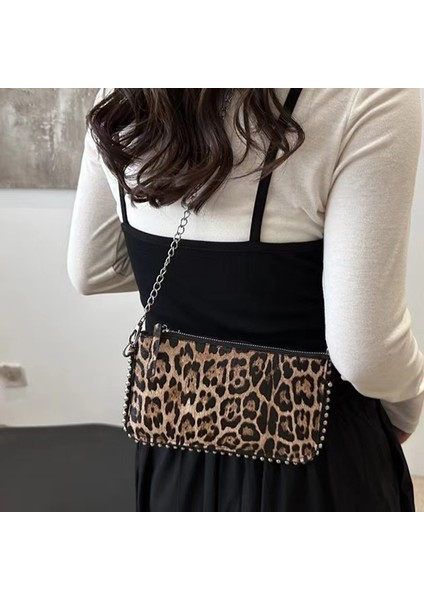 Moda Kadınlar Küçük Crossbody Çanta Bayanlar Omuz Çantası Kızlar Için Deri Leopar Baskı Çanta (Yurt Dışından)