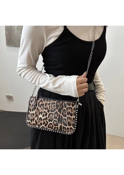 Moda Kadınlar Küçük Crossbody Çanta Bayanlar Omuz Çantası Kızlar Için Deri Leopar Baskı Çanta (Yurt Dışından)