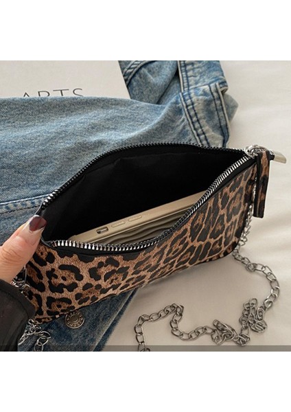 Moda Kadınlar Küçük Crossbody Çanta Bayanlar Omuz Çantası Kızlar Için Deri Leopar Baskı Çanta (Yurt Dışından)