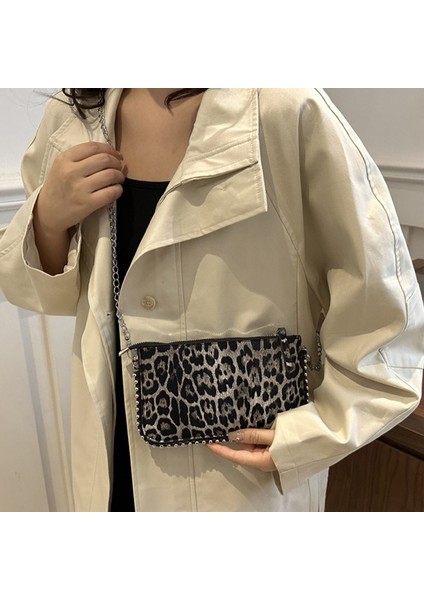 Moda Kadınlar Küçük Crossbody Çanta Bayanlar Omuz Çantası Kızlar Için Deri Leopar Baskı Çanta (Yurt Dışından)