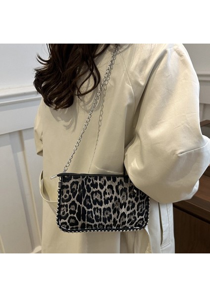 Moda Kadınlar Küçük Crossbody Çanta Bayanlar Omuz Çantası Kızlar Için Deri Leopar Baskı Çanta (Yurt Dışından)