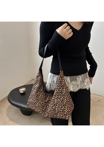 Bayan Tote Çanta Leopar Baskı Çanta Kadın Omuz Çantası Günlük Crossbody Çanta Hobo Çanta (Yurt Dışından) modelleri