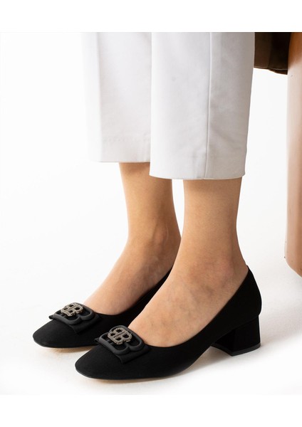 Kadın Siyah Zara Kadın Aksesuarlı Kısa Topuklu Ayakkabı