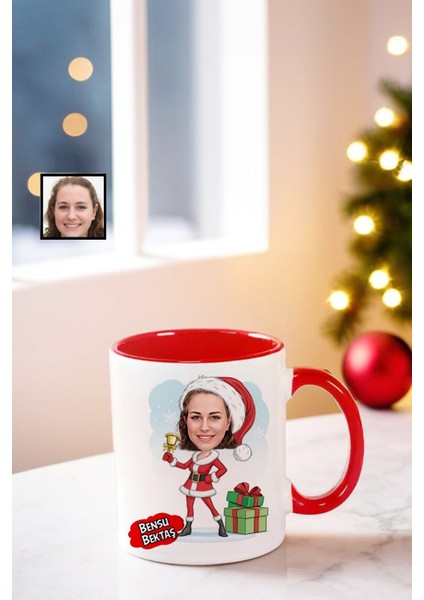 Kişiye Özel Yılbaşı Karikatür Temalı Kupa Bardak - Porselen