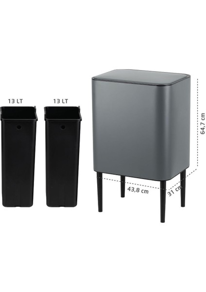 Nova Bölmeli Çıkarılabilir Metal Çöp Kovası 26 Lt VP-513 fırsatları