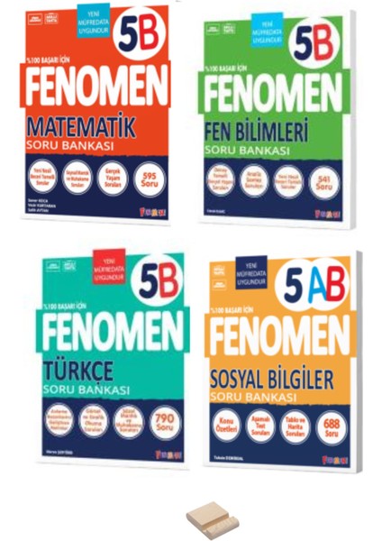 5. Sınıf B Serisi Matematik Türkçe Fen ve Sosyal 4lü Set Soru Bankası + Telefon Tutucu