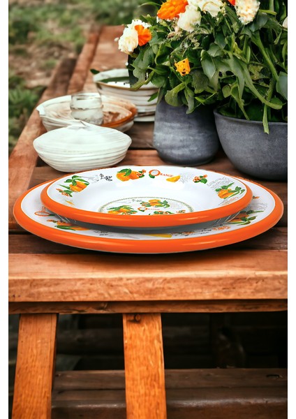 24-30 No 2'li Emaye Yemek Tabağı Tabak Servis Yemek Kamp Piknik