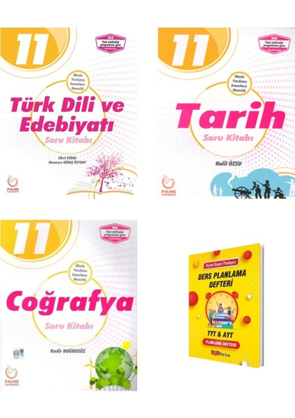 11. Sınıf Türk Dili Edebiyatı Tarih ve Coğrafya 3lü Set Soru Kitabı + Planlama Defteri