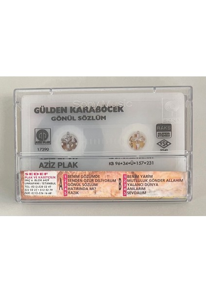 Gülden Karaböcek Gönül Sözlüm Kaset (Orjnal Dönem Baskı Kaset)