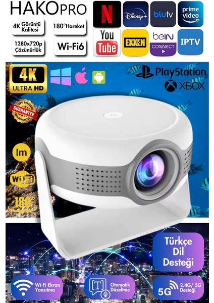 T269 Pro Android 12.0 1280P 130 Inç Hd 4K 180° Dönebilen Projeksiyon