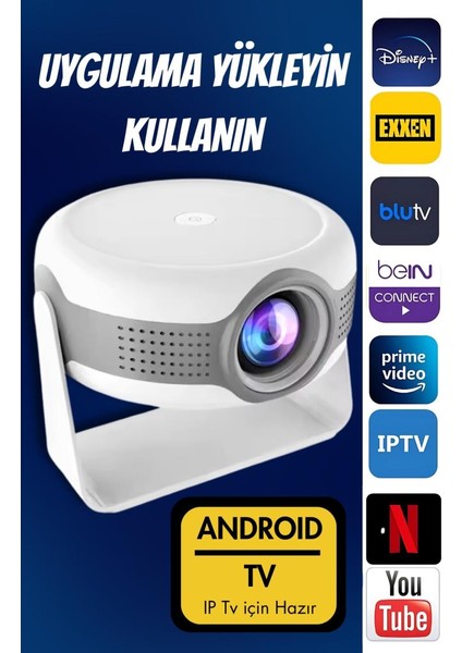 T269 Pro Android 12.0 1280P 130 Inç Hd 4K 180° Dönebilen Projeksiyon