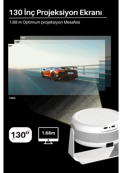 T269 Pro Android 12.0 1280P 130 Inç Hd 4K 180° Dönebilen Projeksiyon