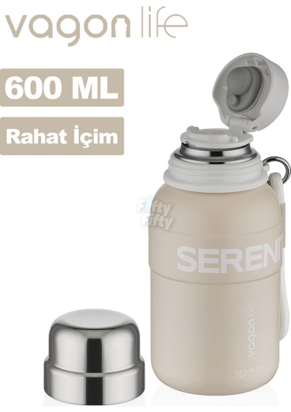 600 ml Paslanmaz Çelik Termos/su Matarası Rahat Içim-Taşıma ASKILI-FF1005-600ML