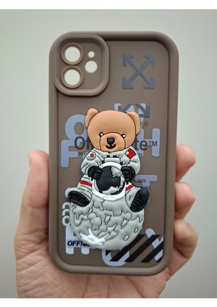 iPhone 11 Kılıf 3D Sevimli Cool Kaykaycı Astronot Ayıcıklı Kamera Korumalı Esnek Silikon Lüks Kılıf