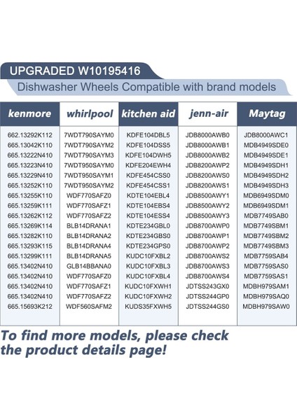 4 Adet W10195416 Bulaşık Makinesi Tekerlekleri Alt Raf Bulaşıklık Yedek Parçaları (Yurt Dışından) modelleri