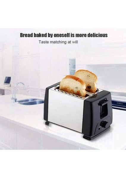 Ekmek Kızartma Makinesi 2 Dilim Paslanmaz Çelik Ekmek Ekstra Geniş Yuvalı Kompakt Ekmek Kızartma Makineleri, Waffle Için Elektrikli Küçük Ekmek Makinesi, Us Plug (Yurt Dışından) indirimleri