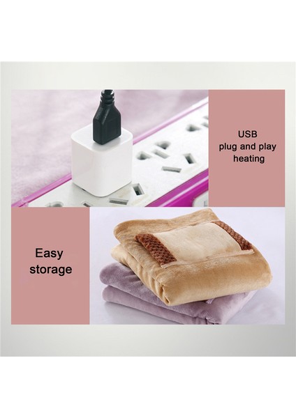 USB Elektrikli Battaniye Isıtıcı Yatak Yumuşak Kalın Isıtıcı Makinede Yıkanabilir Termostat Elektrikli Isıtma Mat (Mor) (Yurt Dışından)