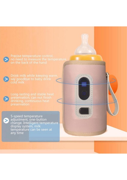 USB Süt Su Isıtıcı Seyahat Arabası Yalıtımlı Çanta Dijital Ekran Bebek Biberon Isıtıcı Açık Kış-Pembe (Yurt Dışından) fırsatları