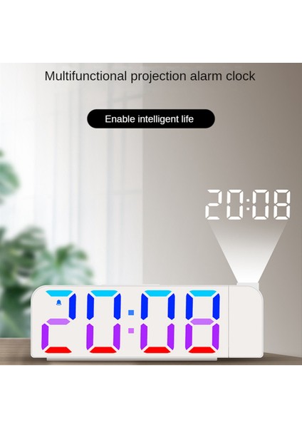LED Dijital Çalar Saat Projeksiyon Saat Rgb Saat Zaman Sıcaklık Göstergesi ile Arka Işık Erteleme Saat Ev Yatak Odası Için (Yurt Dışından)