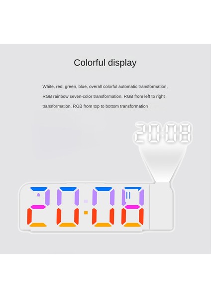 LED Dijital Çalar Saat Projeksiyon Saat Rgb Saat Zaman Sıcaklık Göstergesi ile Arka Işık Erteleme Saat Ev Yatak Odası Için (Yurt Dışından)