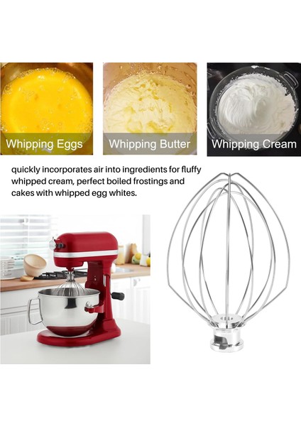 K5AWW 5 Quart KSM50, Ksm5 Yumurta Krema Karıştırıcı Aksesuarları Için Yatırma Kafalı Stand Mikser Için Tel Kırbaç Ataşmanı (Yurt Dışından)