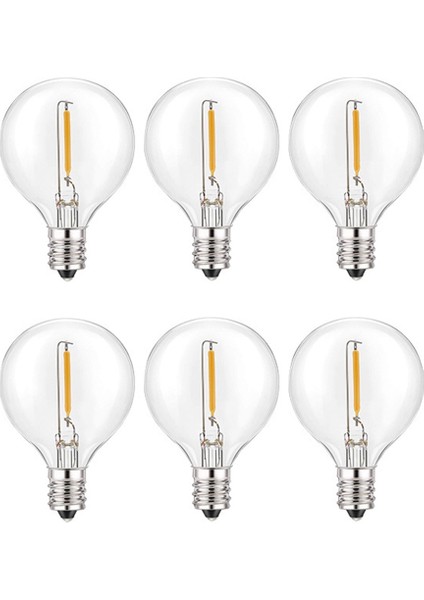 6 Adet G40 LED Yedek Ampuller, E12 Vida Tabanı Güneş Enerjili Dize Işıklar Için Kırılmaz LED Küre Ampuller Sıcak Beyaz (Yurt Dışından)