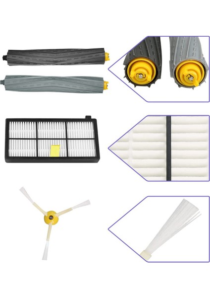 Takım Yedek Rulo Fırça Yan Fırçalar 800 Serisi 870 871 990 Elektrikli Süpürge Için Hepa Filtreler (Yurt Dışından)