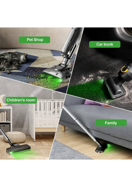 2x USB Elektrikli Süpürge Lazer Işıkları Gizli Evcil Hayvan Saç Kediler Köpek Kürk Toz Göstergesi LED Lamba Evrensel Gri (Yurt Dışından)