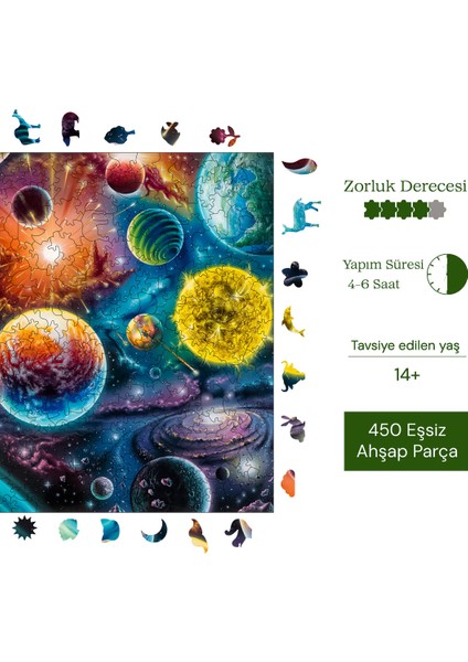 Uzayda Kozmik Senfoni Ahşap Puzzle Yetişkin Benzersiz Parçalı Yapboz Puzzle Yapıştırıcılı R1-07