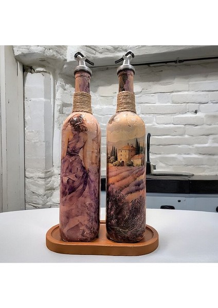 Lila Kadın Desenli 750 ml Zeytinyağı Sıvıyağ Şişesi Yağdanlık Yağlık Sirkelik Sosluk 2'li Set fiyatları