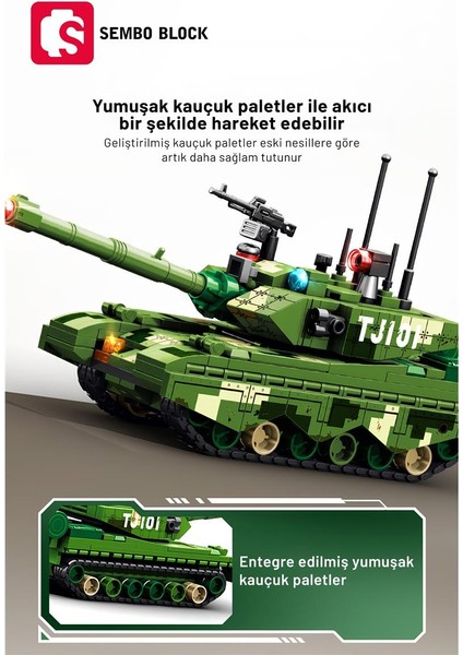 Sembo Block ZTZ-99A Ana Muharebe Tankı 297 Parça Yapı Blokları LEGO ile Uyumlu (203168)