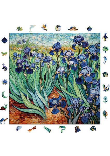 Van Gogh Irisler Reprodüksiyonu Ahşap Puzzle Yetişkin Benzersiz Parçalı Yapboz Puzzle S1-31