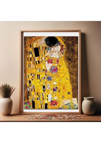 Gustav Klimt Öpücük Ahşap Puzzle Yetişkin Benzersiz Parçalı Yapboz Puzzle Yapıştırıcılı R1-09