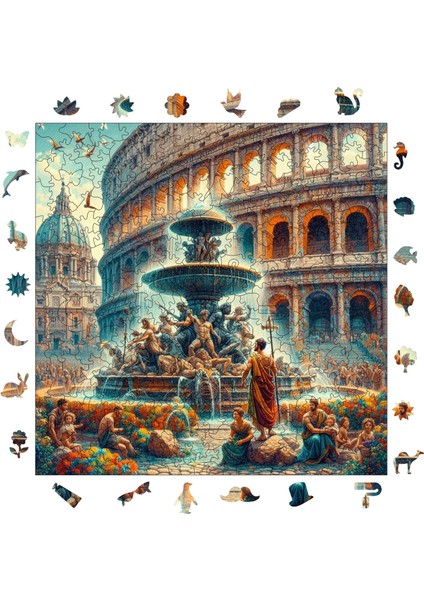 Efsanevi Roma Ahşap Puzzle Yetişkin Benzersiz Parçalı Yapboz Puzzle Yapıştırıcılı S1-18