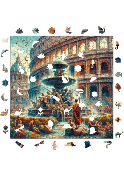 Efsanevi Roma Ahşap Puzzle Yetişkin Benzersiz Parçalı Yapboz Puzzle Yapıştırıcılı S1-18