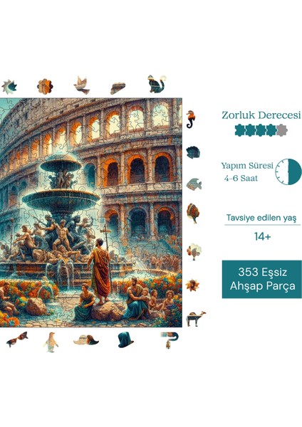 Efsanevi Roma Ahşap Puzzle Yetişkin Benzersiz Parçalı Yapboz Puzzle Yapıştırıcılı S1-18