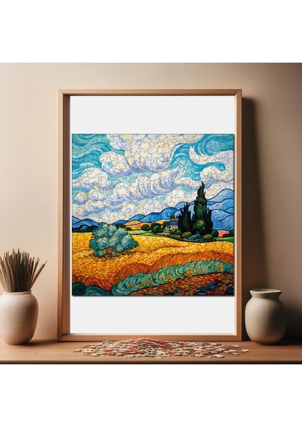 Van Gogh Selvili Buğday Tarlası Reprodüksiyon Ahşap Puzzle Yetişkin Benzersiz Parçalı Puzzle S1-37