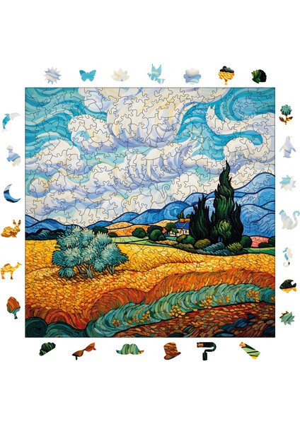 Van Gogh Selvili Buğday Tarlası Reprodüksiyon Ahşap Puzzle Yetişkin Benzersiz Parçalı Puzzle S1-37