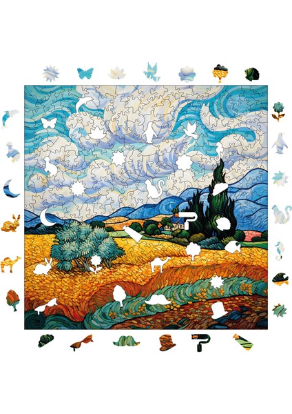 Van Gogh Selvili Buğday Tarlası Reprodüksiyon Ahşap Puzzle Yetişkin Benzersiz Parçalı Puzzle S1-37