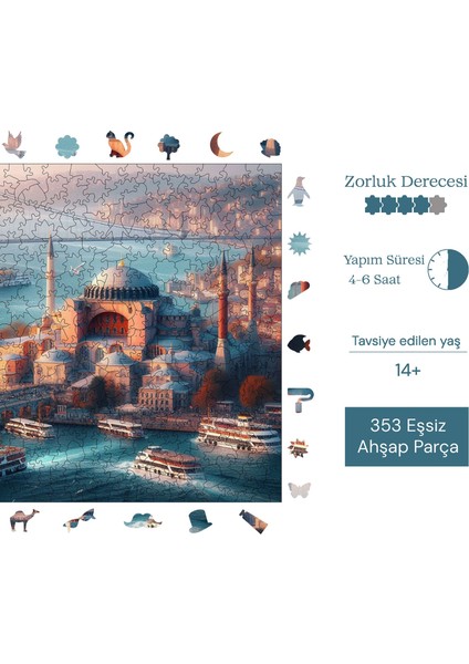 Boğazın Incisi Ayasofya Ahşap Puzzle Yetişkin Benzersiz Parçalı Yapboz Puzzle Yapıştırıcılı S1-13