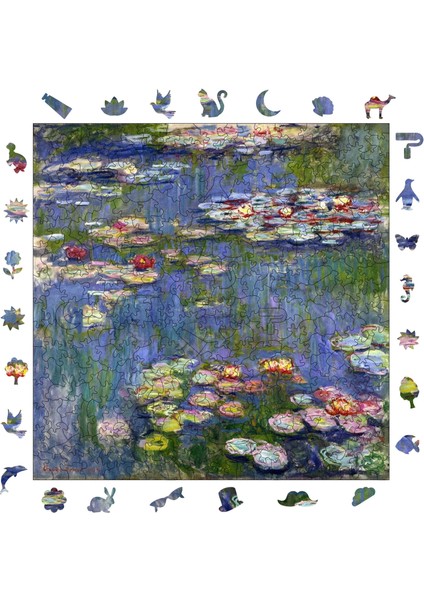 Claude Monet Nilüferler Ahşap Puzzle Yetişkin Benzersiz Parçalı Yapboz Puzzle Yapıştırıcılı S1-28