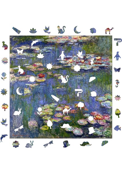 Claude Monet Nilüferler Ahşap Puzzle Yetişkin Benzersiz Parçalı Yapboz Puzzle Yapıştırıcılı S1-28