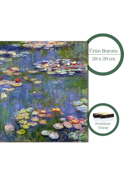 Claude Monet Nilüferler Ahşap Puzzle Yetişkin Benzersiz Parçalı Yapboz Puzzle Yapıştırıcılı S1-28