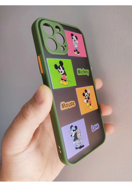 iPhone 12 Pro Uyumlu Kamera Korumalı Mickey Mouse Tasarım Tuşları Renkli Yeşil Kılıf fiyatları