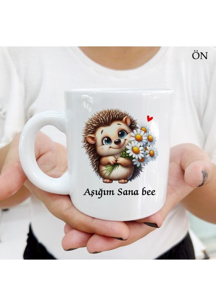 Her Yaşa ve Zevke Uygun Aşığım Sana Bee Sevimli Kirpi Kişiye Özel Kupa Bardaklar