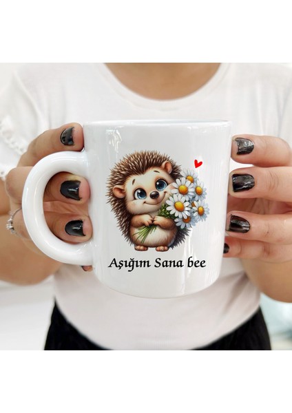 Her Yaşa ve Zevke Uygun Aşığım Sana Bee Sevimli Kirpi Kişiye Özel Kupa Bardaklar modelleri