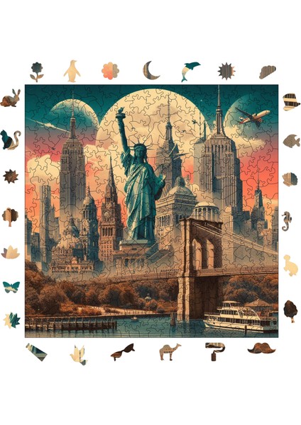 Ikonik New York Ahşap Puzzle Yetişkin Benzersiz Parçalı Yapboz Puzzle Yapıştırıcılı S1-14